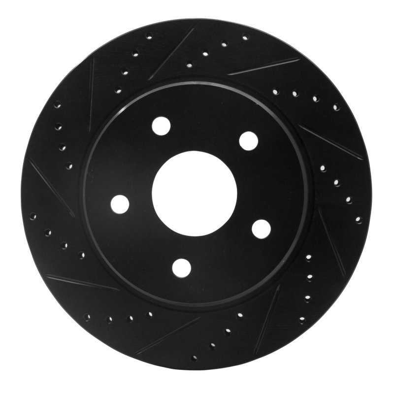 Chrysler Aspen Brake Rotor (1) - Front Left - R1 Concepts - Drilled & Slotted - Black - `02-`24